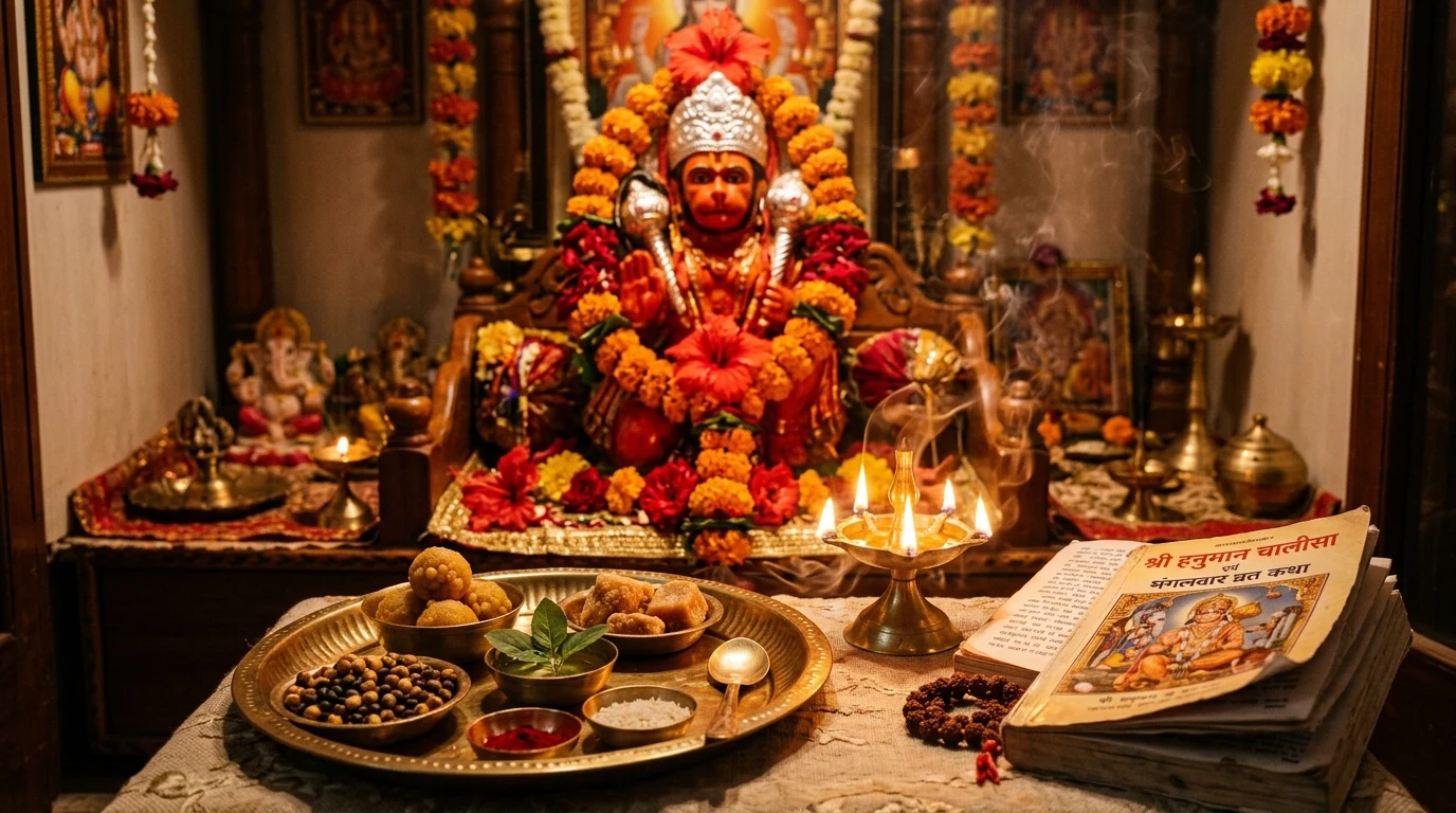 मंगलवार व्रत पूजन एवं श्री हनुमान जी की दिव्य सिंदूरी चौकी